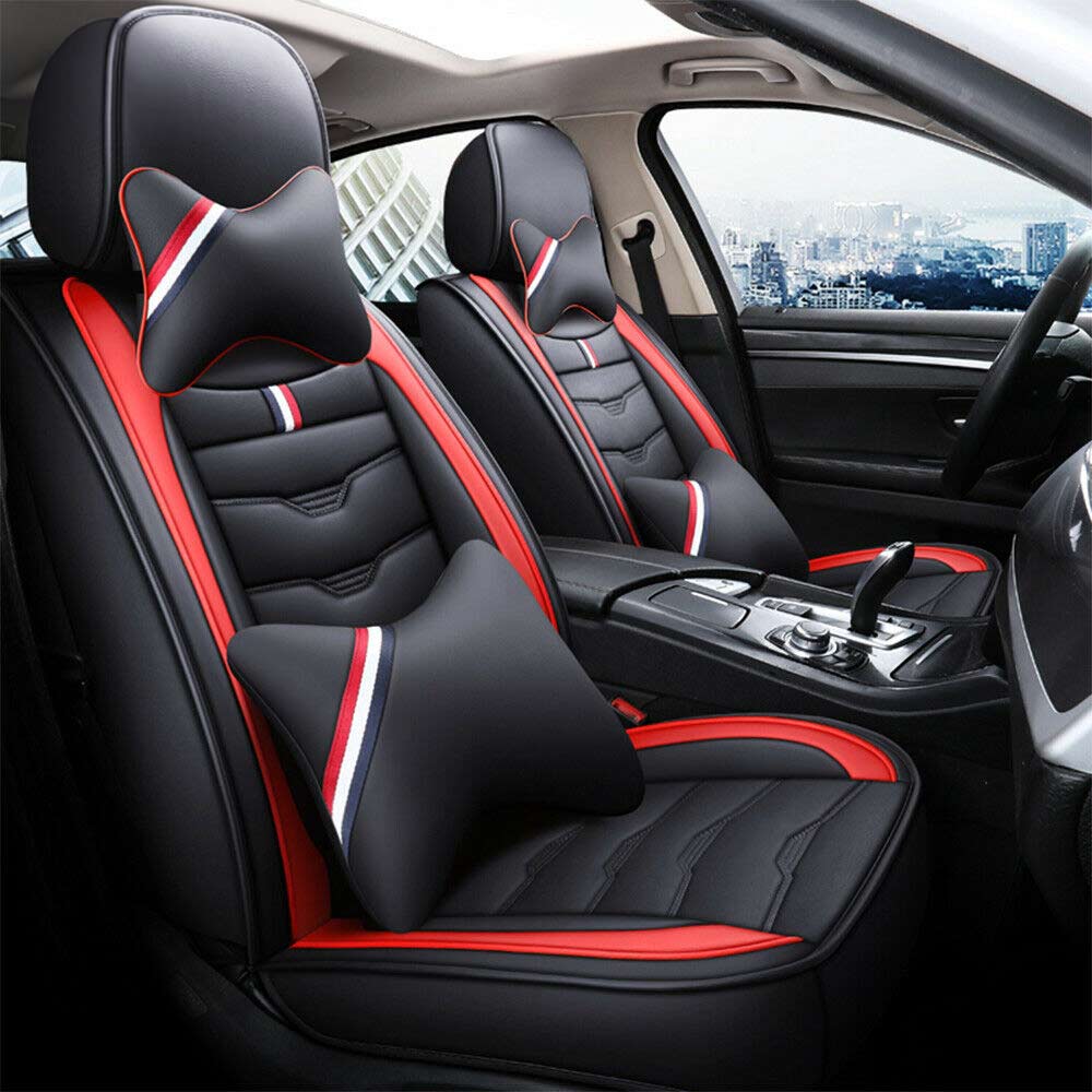 Red Front Seat of Universal Car Leather Seat Covers, 5 Seats