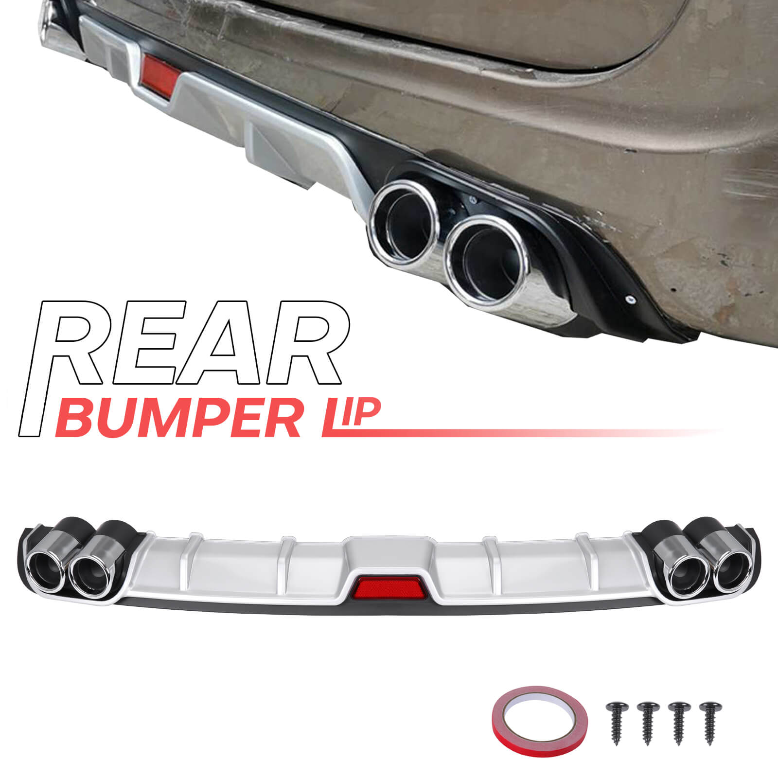 Universal Car Rear Bumper Lip Diffuser Splitter - BCBMALL