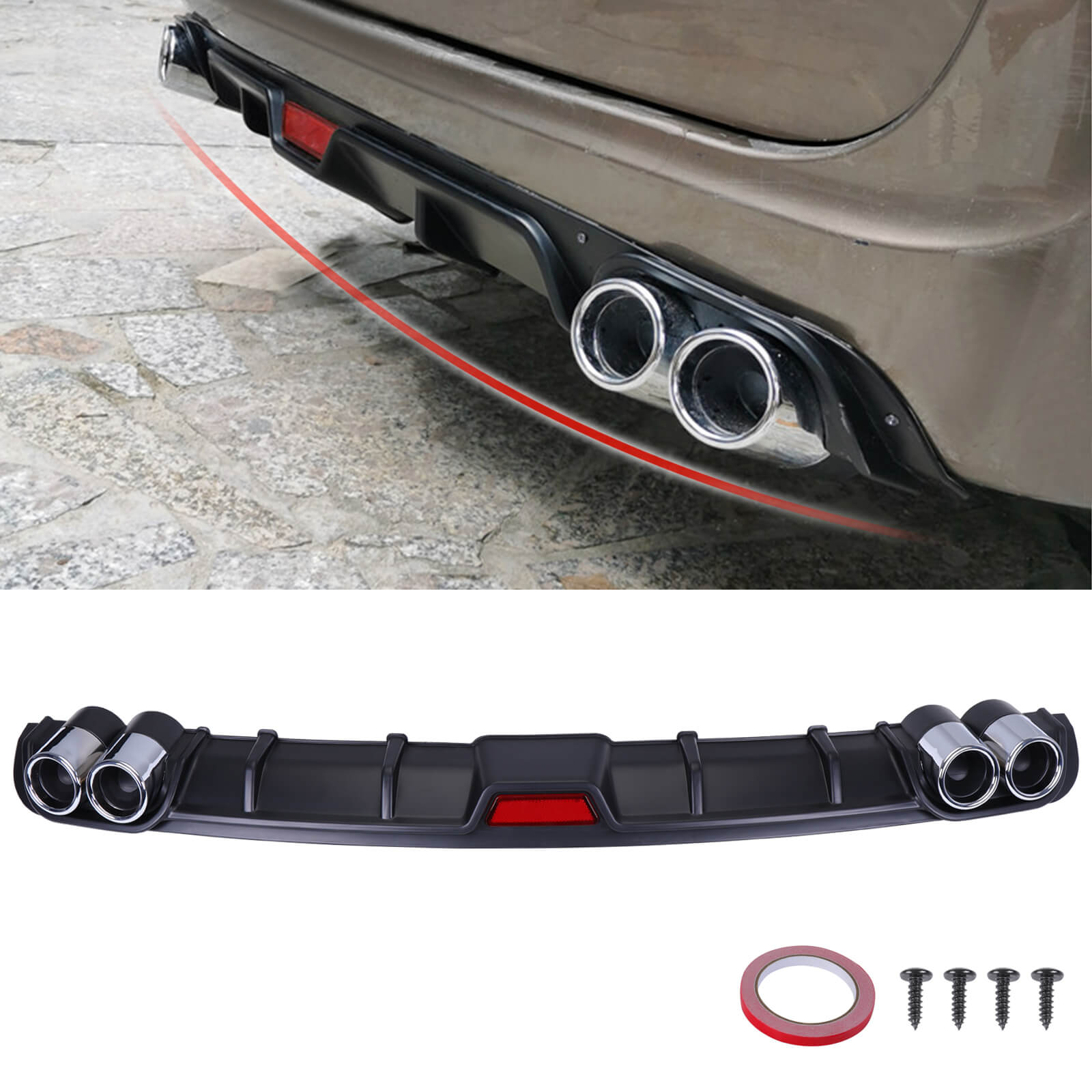 Universal Car Rear Bumper Lip Diffuser Splitter - BCBMALL