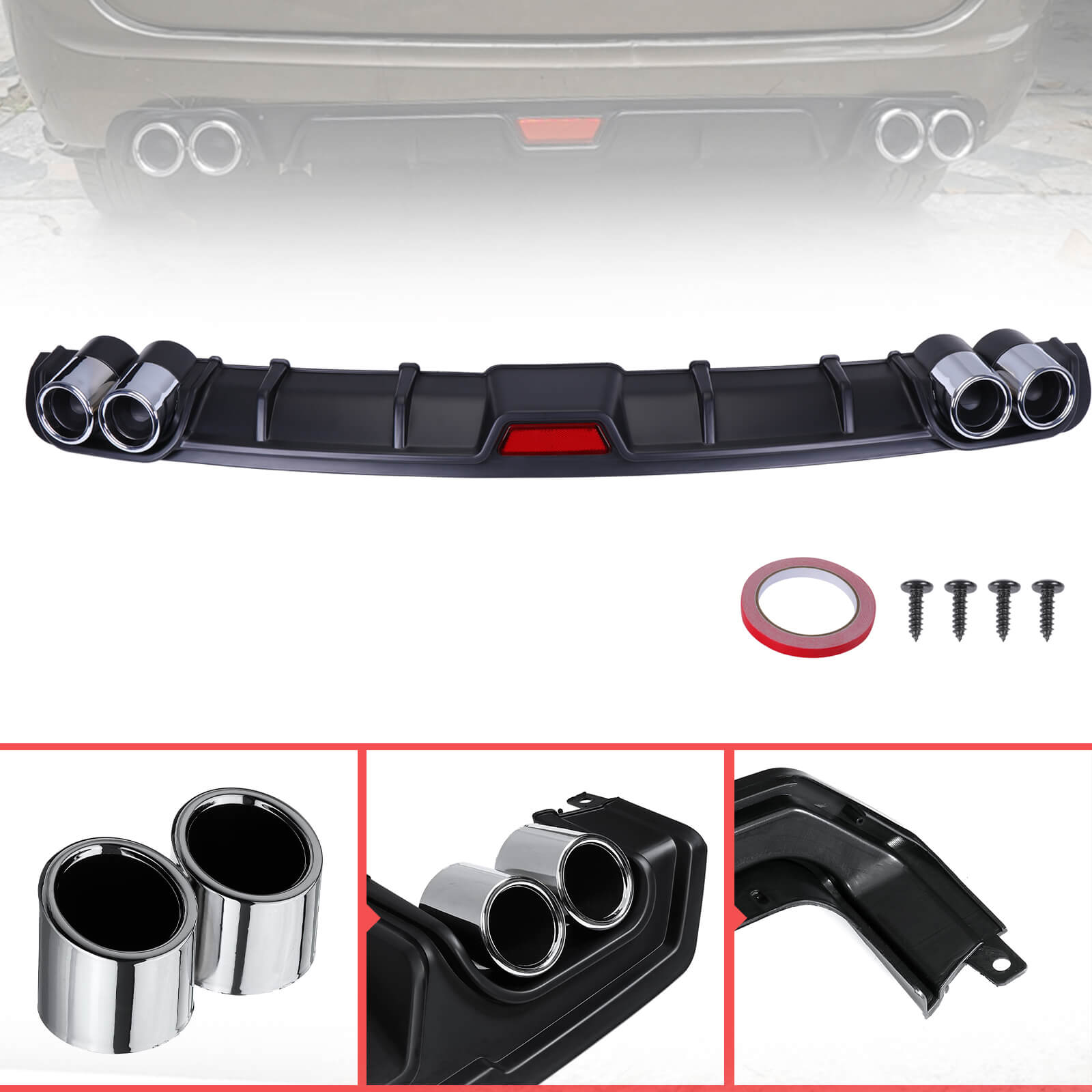 Universal Car Rear Bumper Lip Diffuser Splitter - BCBMALL