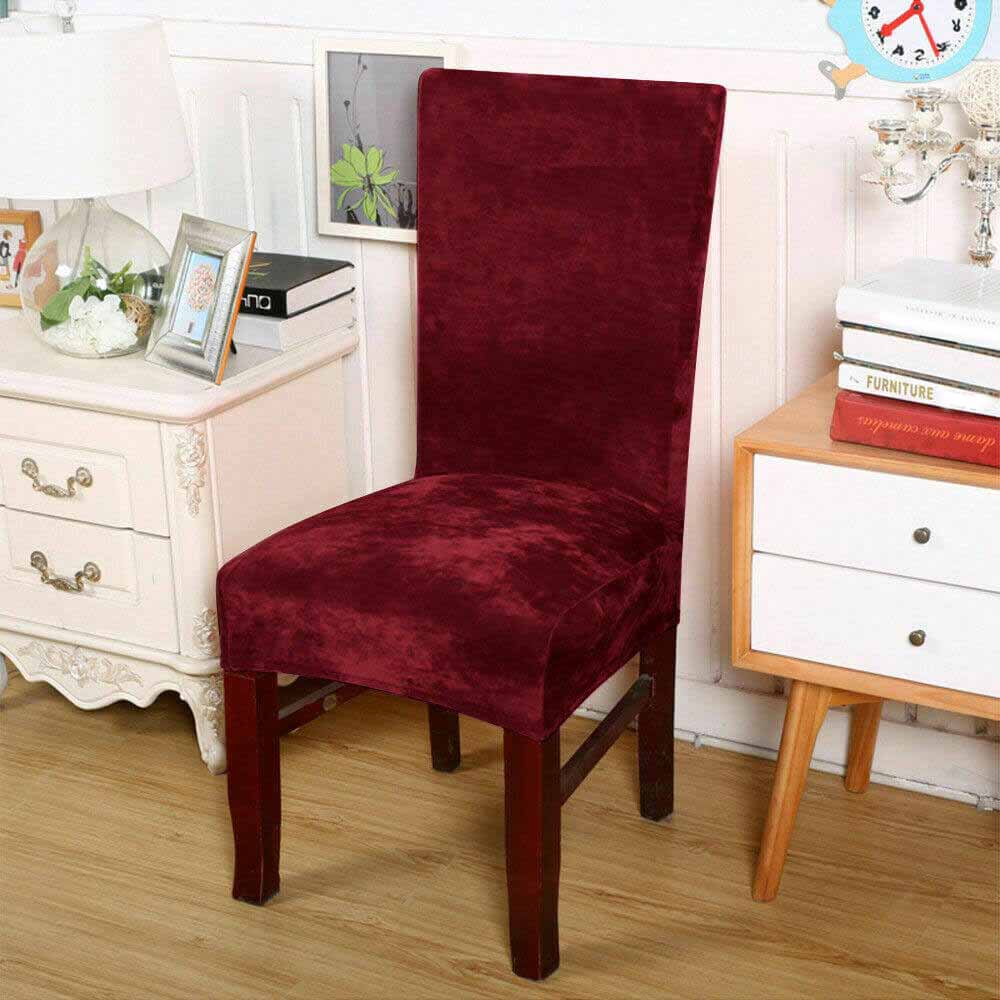 Soft Velvet Dining Chair Spandex Slipcovers, 1/4/6Pcs