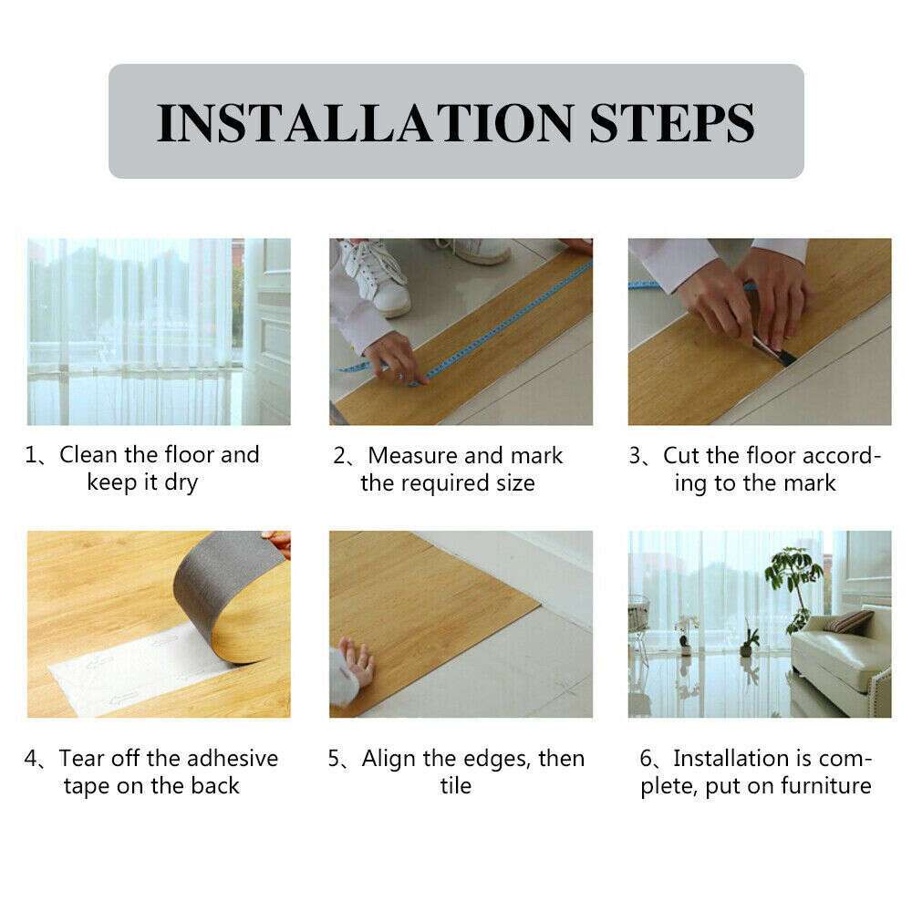 Using of 36Pcs 54 sq.ft Vinyl Plank Flooring Self Adhesive Peel Stick