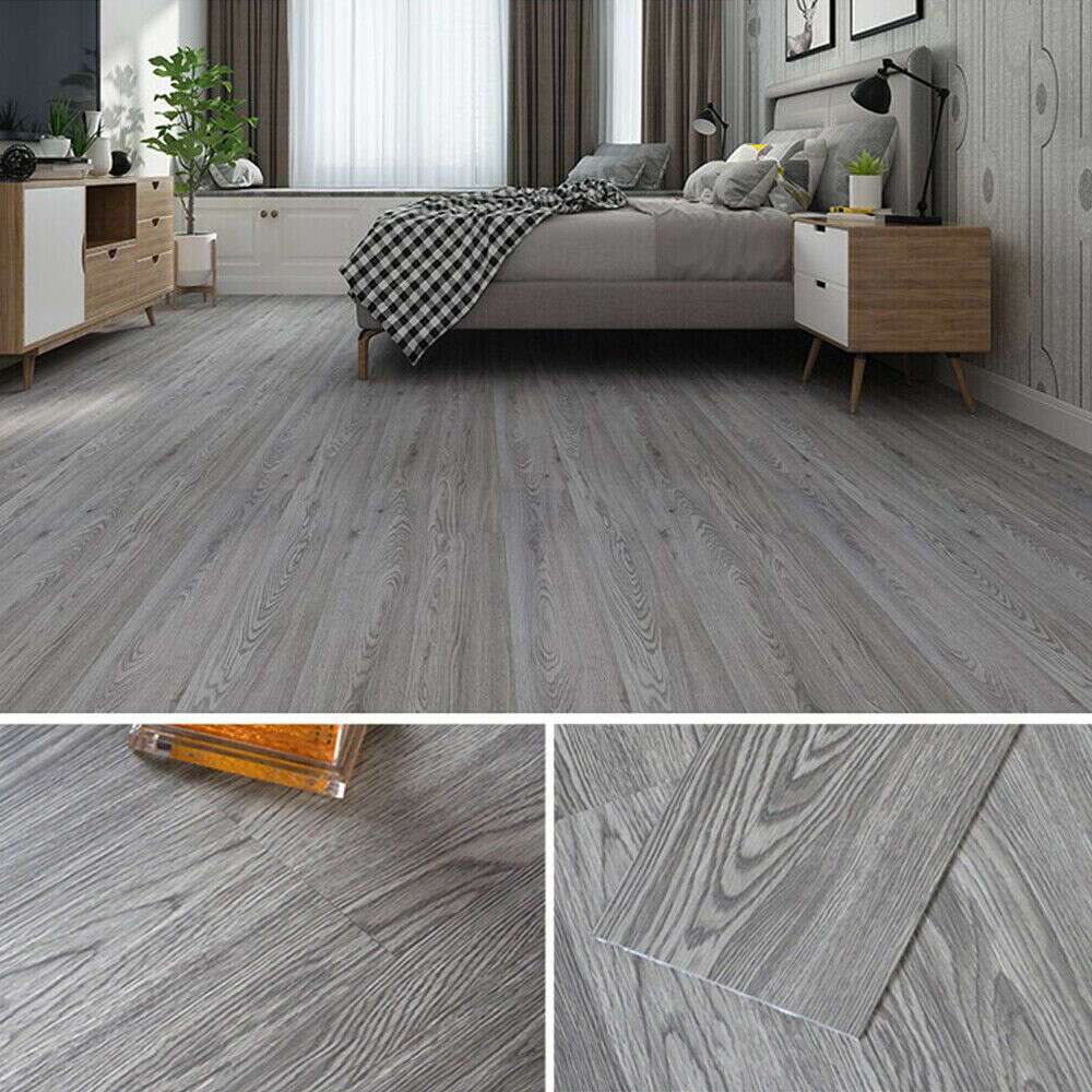 Gray 36Pcs 54 sq.ft Vinyl Plank Flooring Self Adhesive Peel Stick