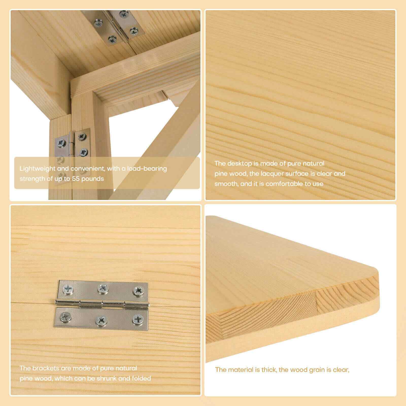 Detail of Wall Mounted Floating Wood Table Computer Desk