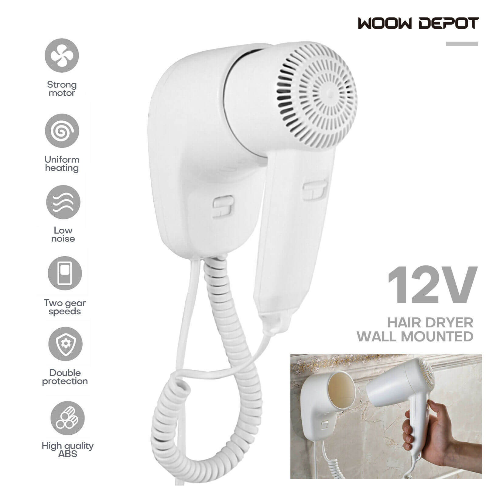 Wall Mounted Hairdryer feature detail