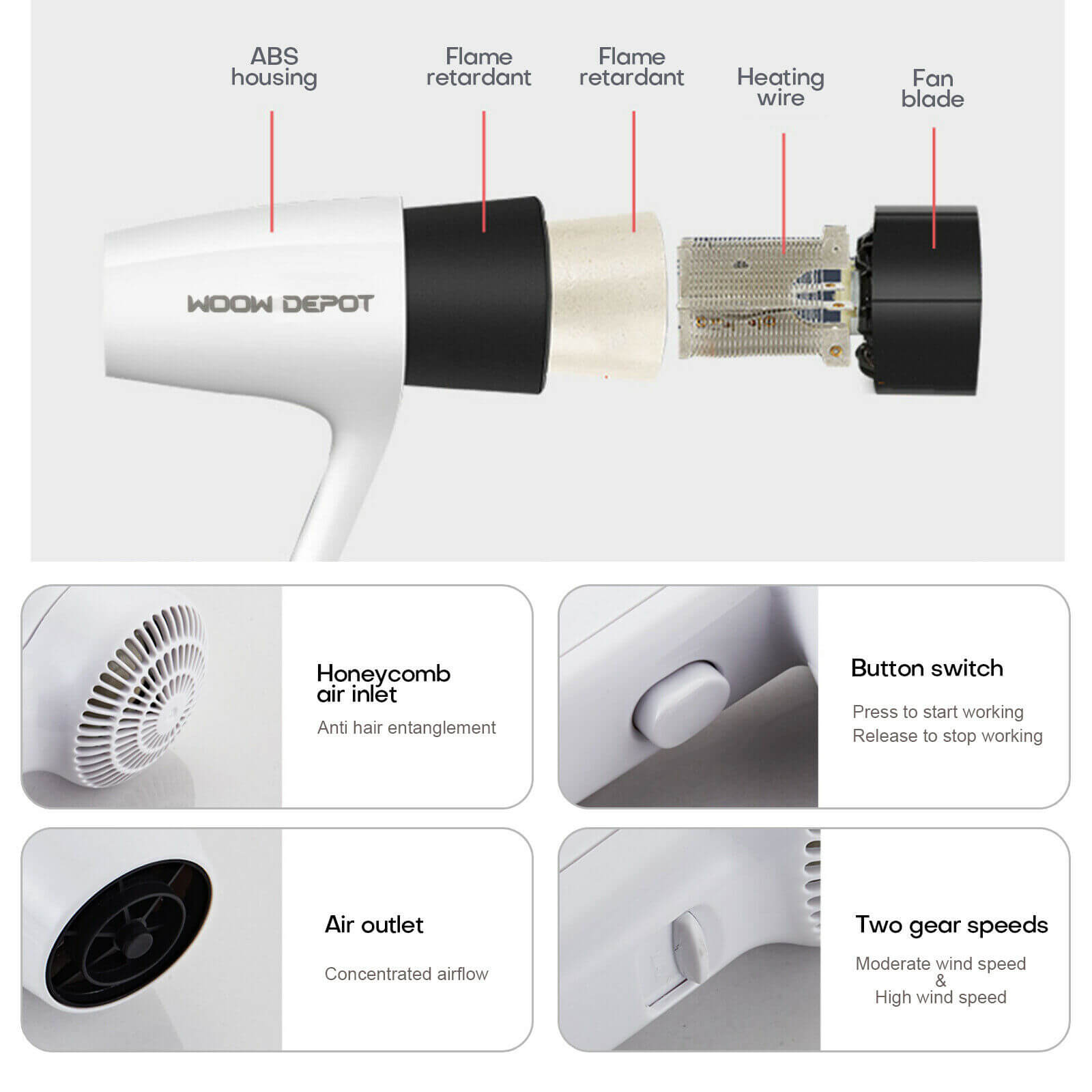 Wall Mounted Hairdryer detail