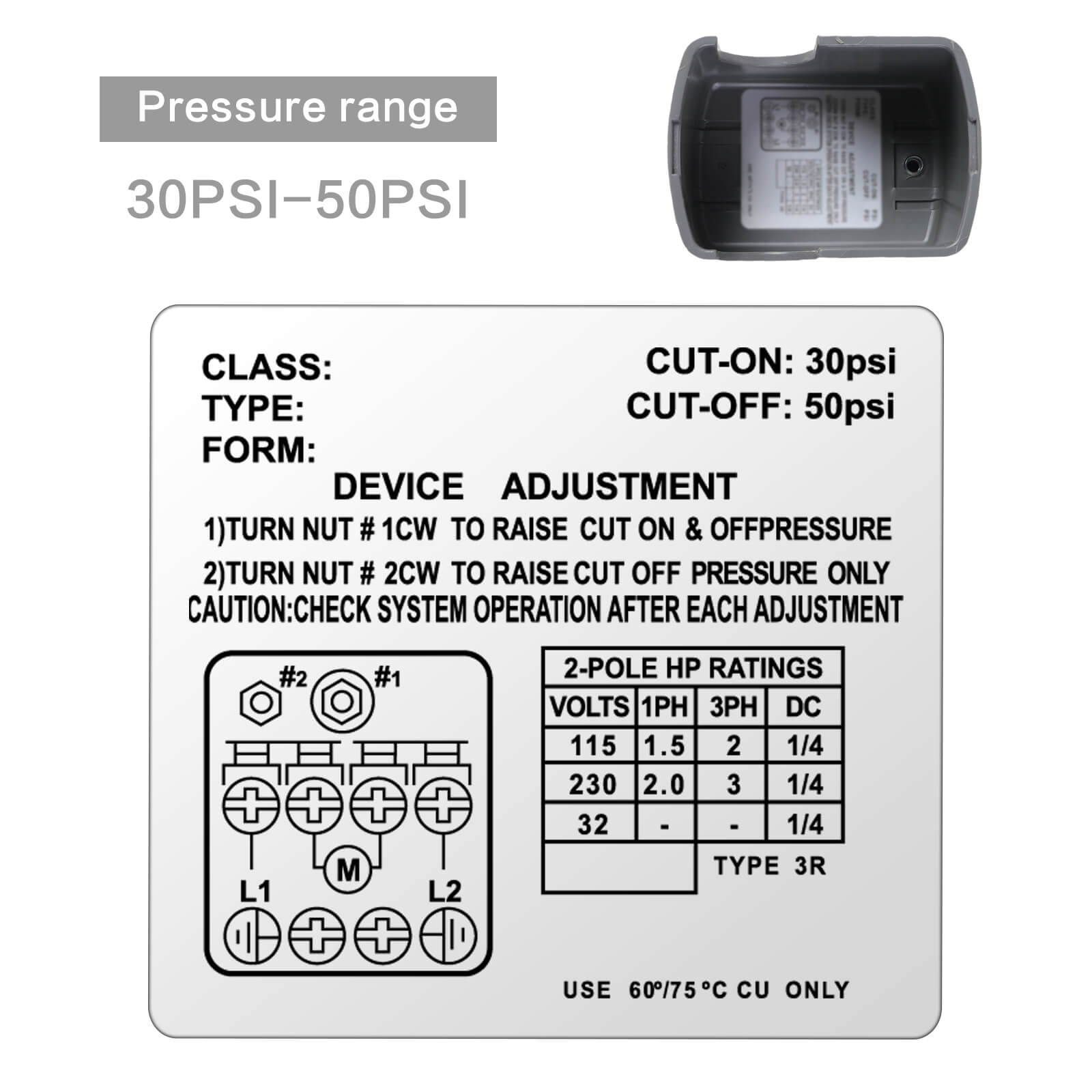 Water Pump Pressure Control Switch - BCBMALL