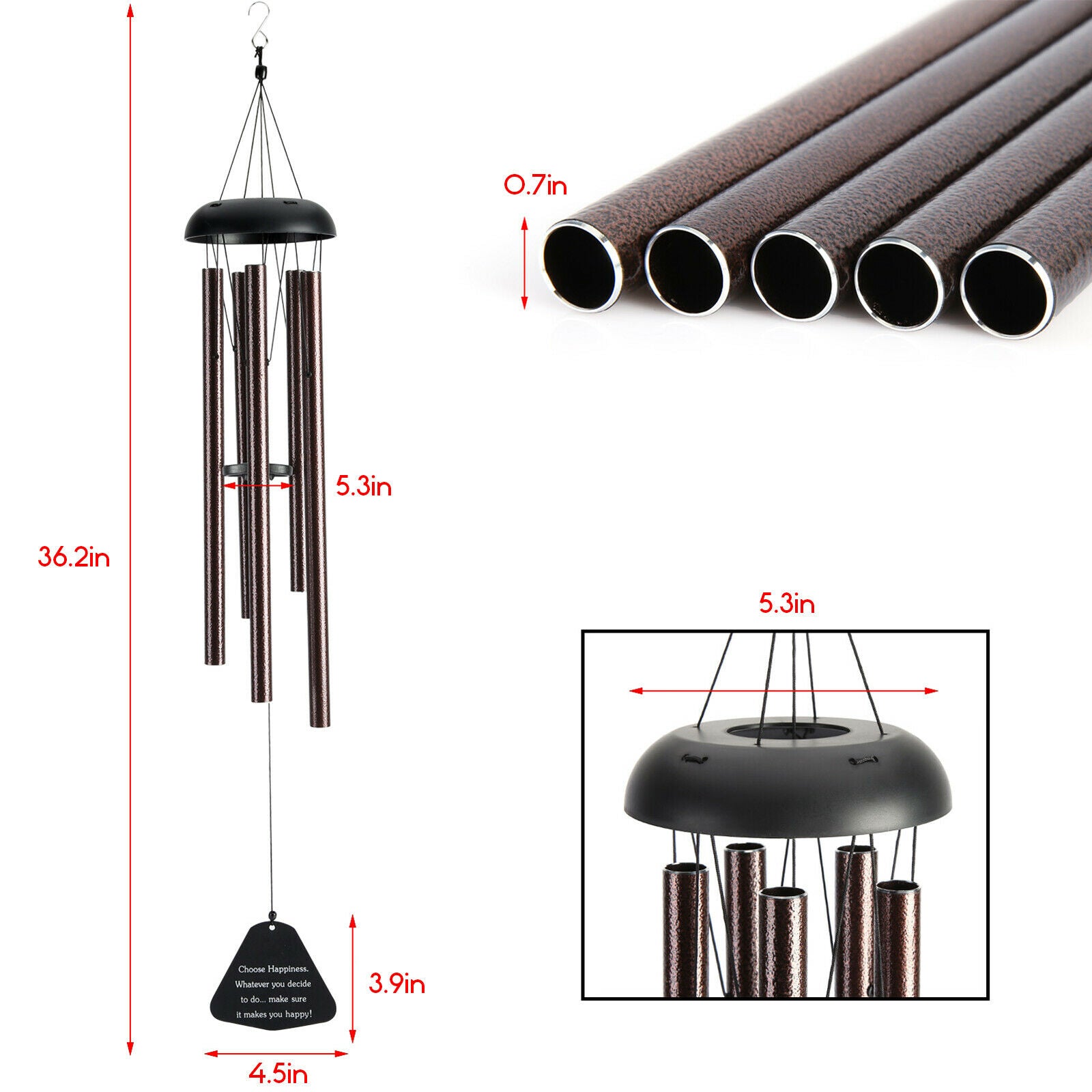 36.2" Windchime Chapel Bells Wind Chimes