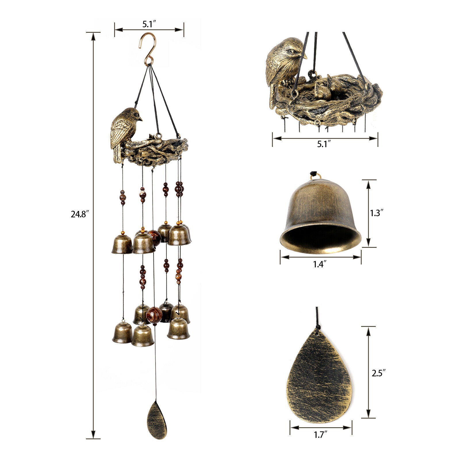 Bird Windchime Chapel Bells Wind Chimes