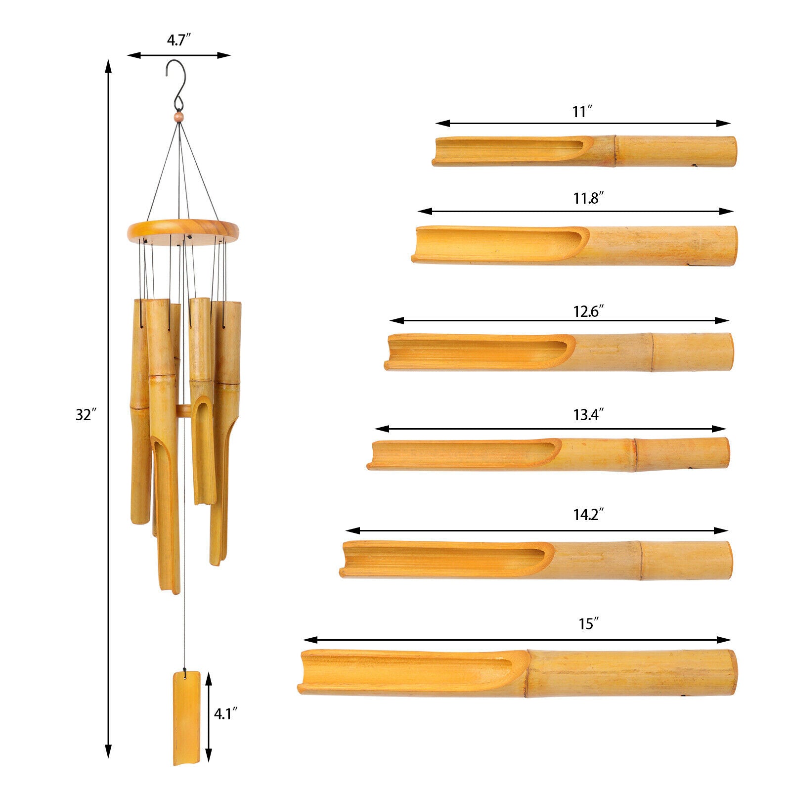 Bamboo Windchime Chapel Bells Wind Chimes