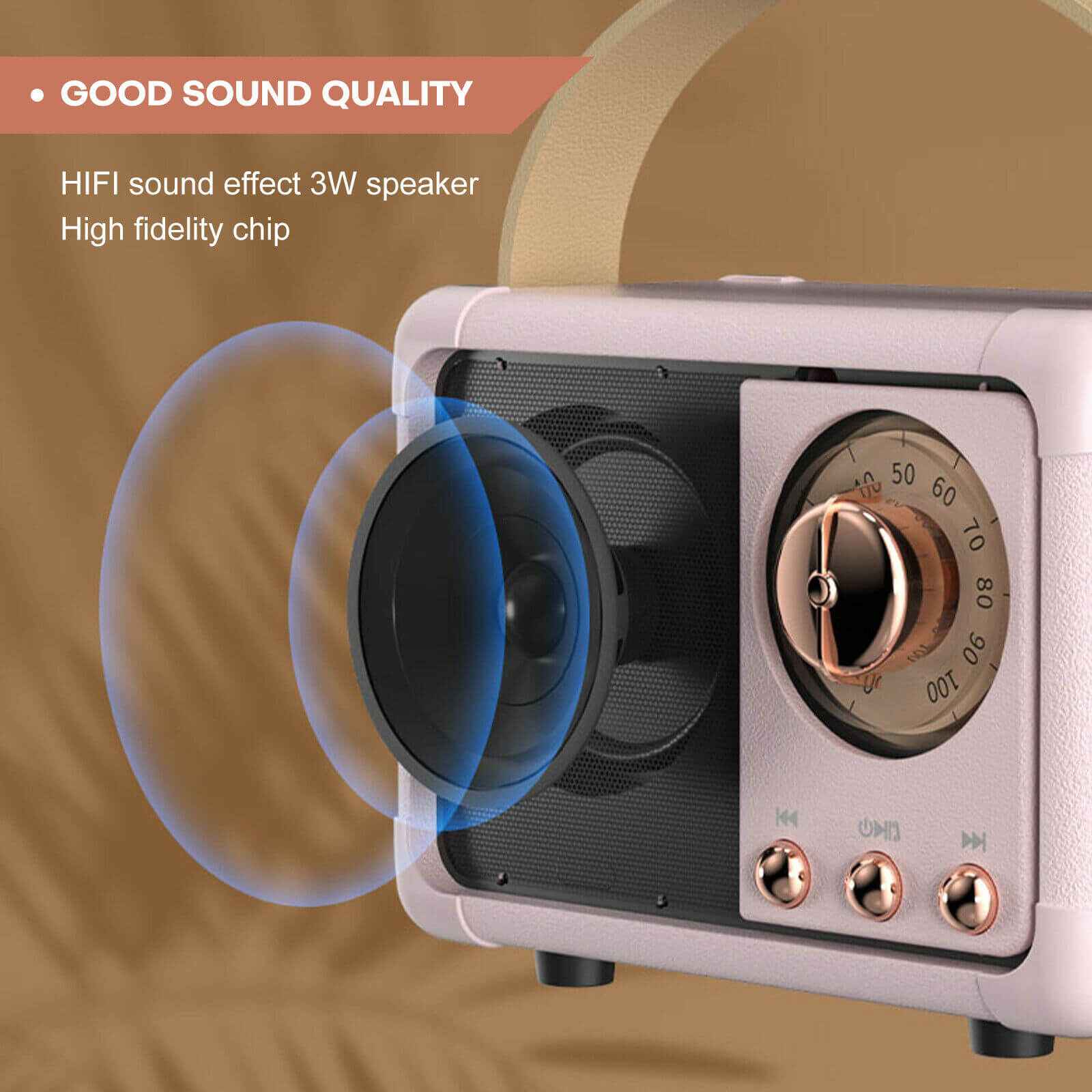 Feature of Mini Wireless Retro Bluetooth Stereo Speakers Radio w/ Handle