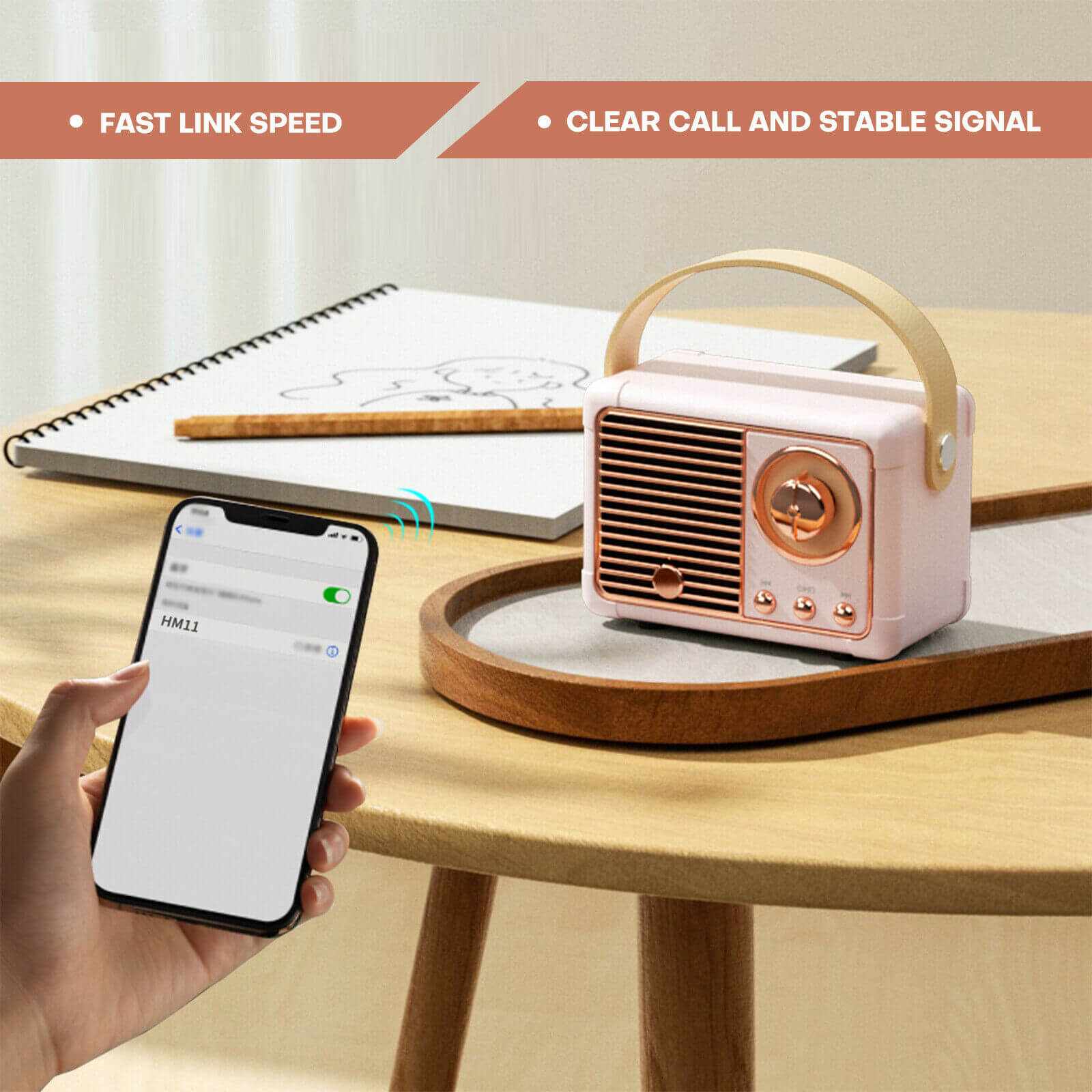 Durable Mini Wireless Retro Bluetooth Stereo Speakers Radio w/ Handle