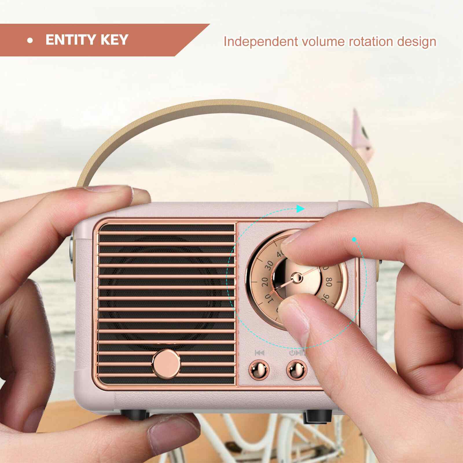 Cute Mini Wireless Retro Bluetooth Stereo Speakers Radio w/ Handle
