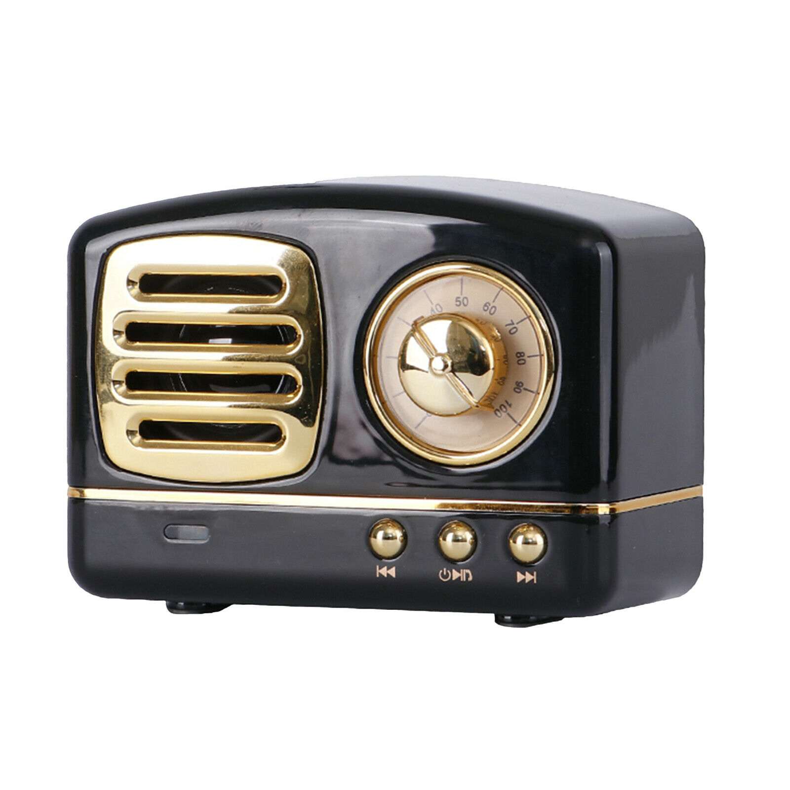 Black Mini Wireless Retro Bluetooth Stereo Speakers Radio