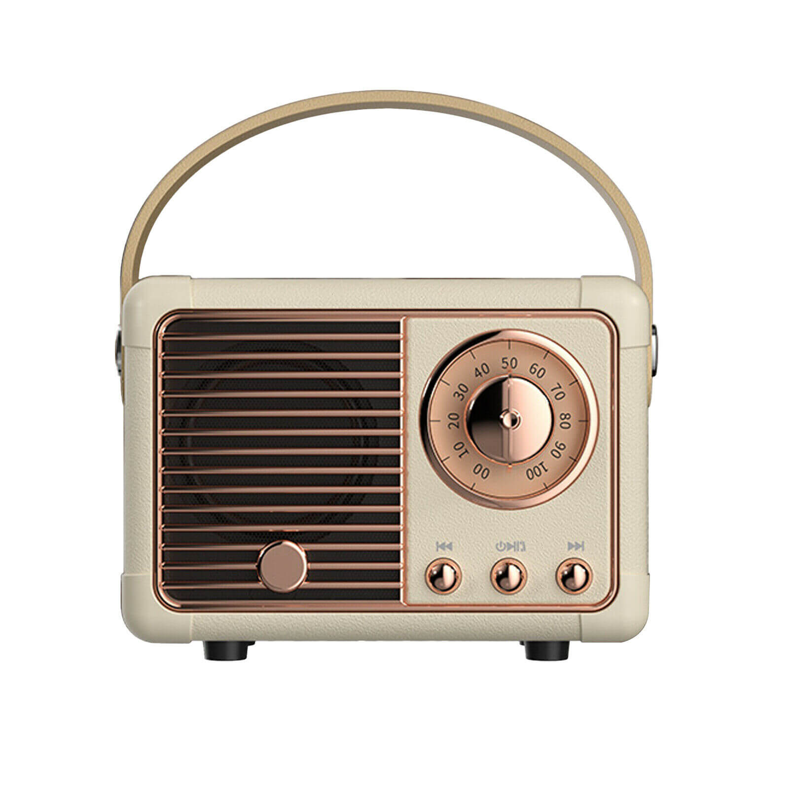 White Mini Wireless Retro Bluetooth Stereo Speakers Radio w/ Handle