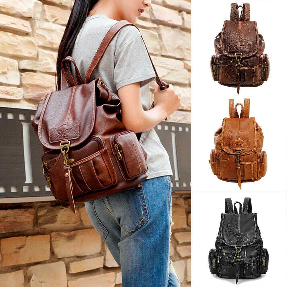 Colors of Women Girl Leather Backpack School Travel Shoulder Satchel