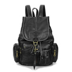 Black Women Girl Leather Backpack School Travel Shoulder Satchel