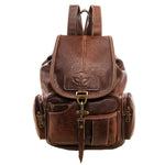 Coffee Women Girl Leather Backpack School Travel Shoulder Satchel