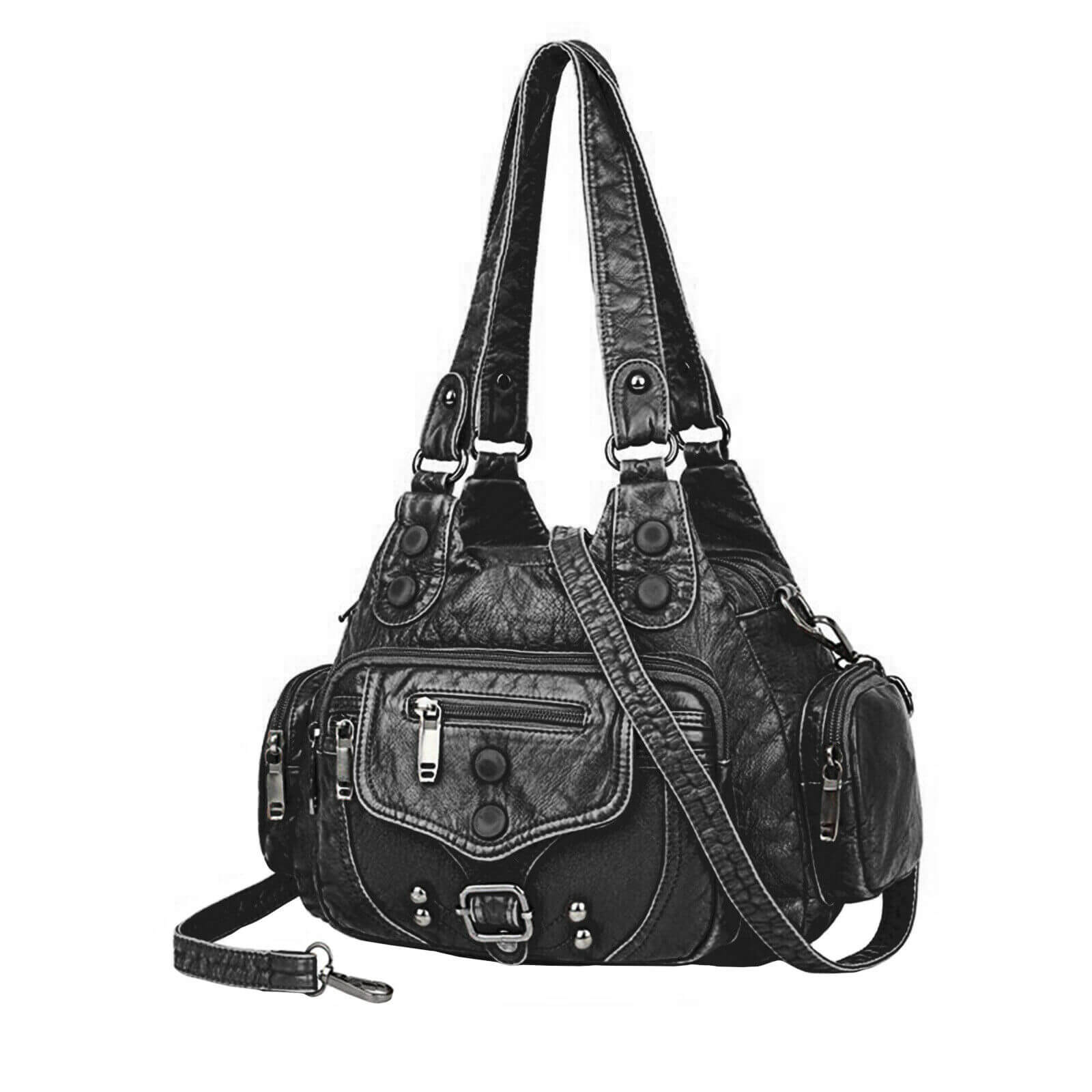 black Women Leather Shoulder Bag