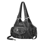 black Women Leather Shoulder Bag