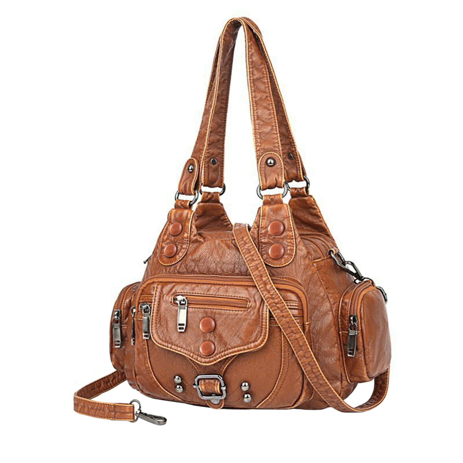brown Women Leather Shoulder Bag