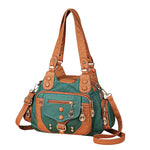 green Women Leather Shoulder Bag