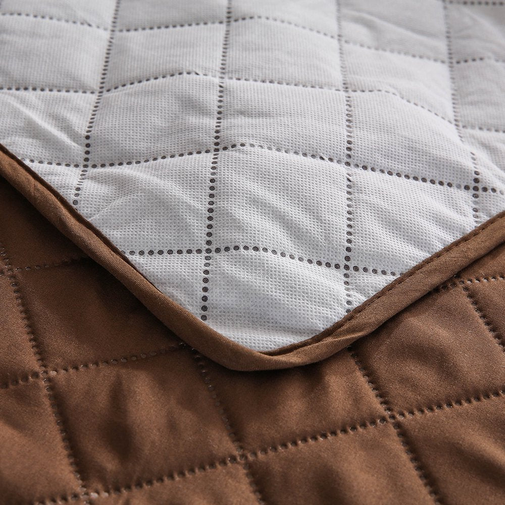 Brown Microfiber Quilted Sofa Cover