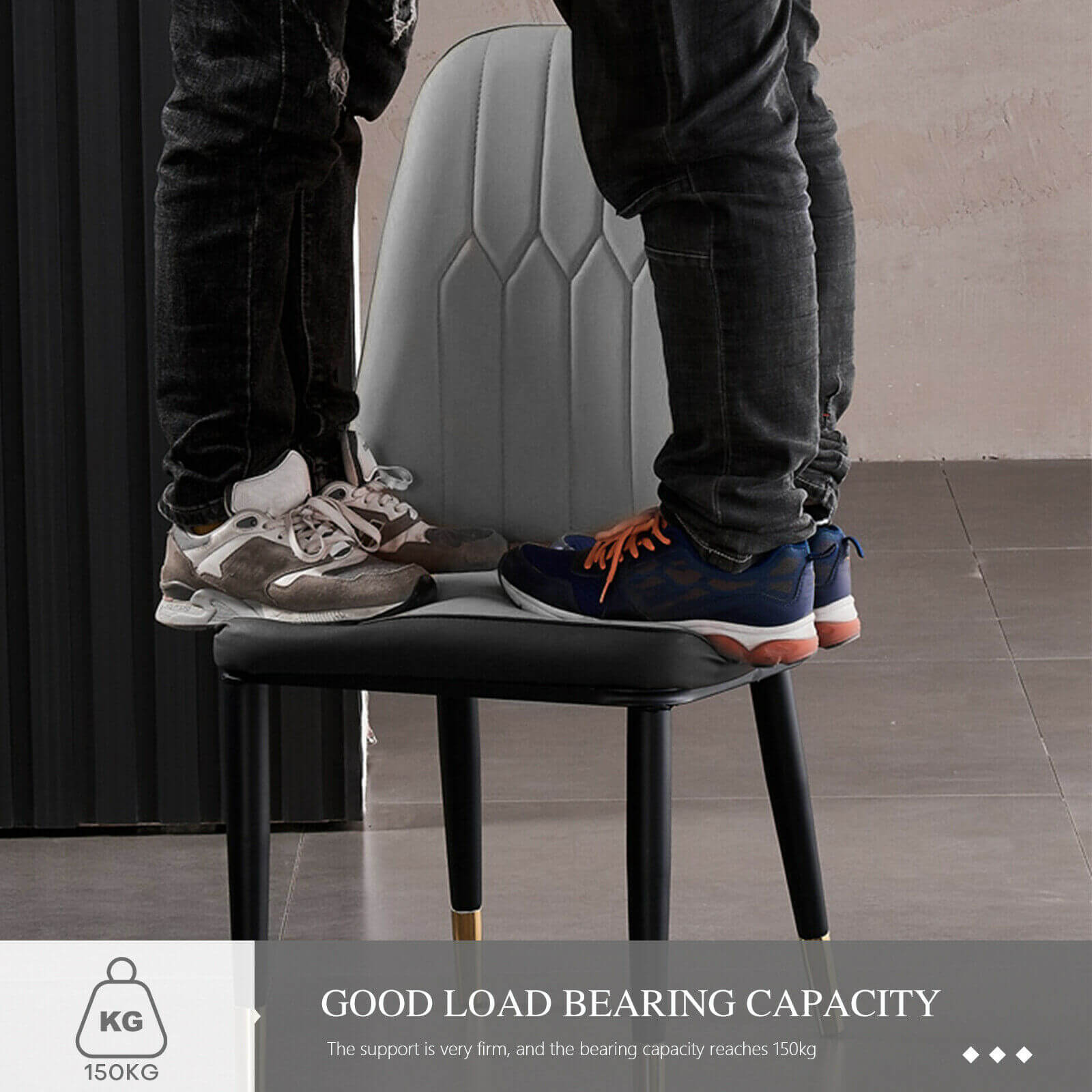 A Dining Chair can bear the weight of 2 adult males