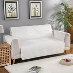 White Loveseat Microfiber Quilted Sofa Cover