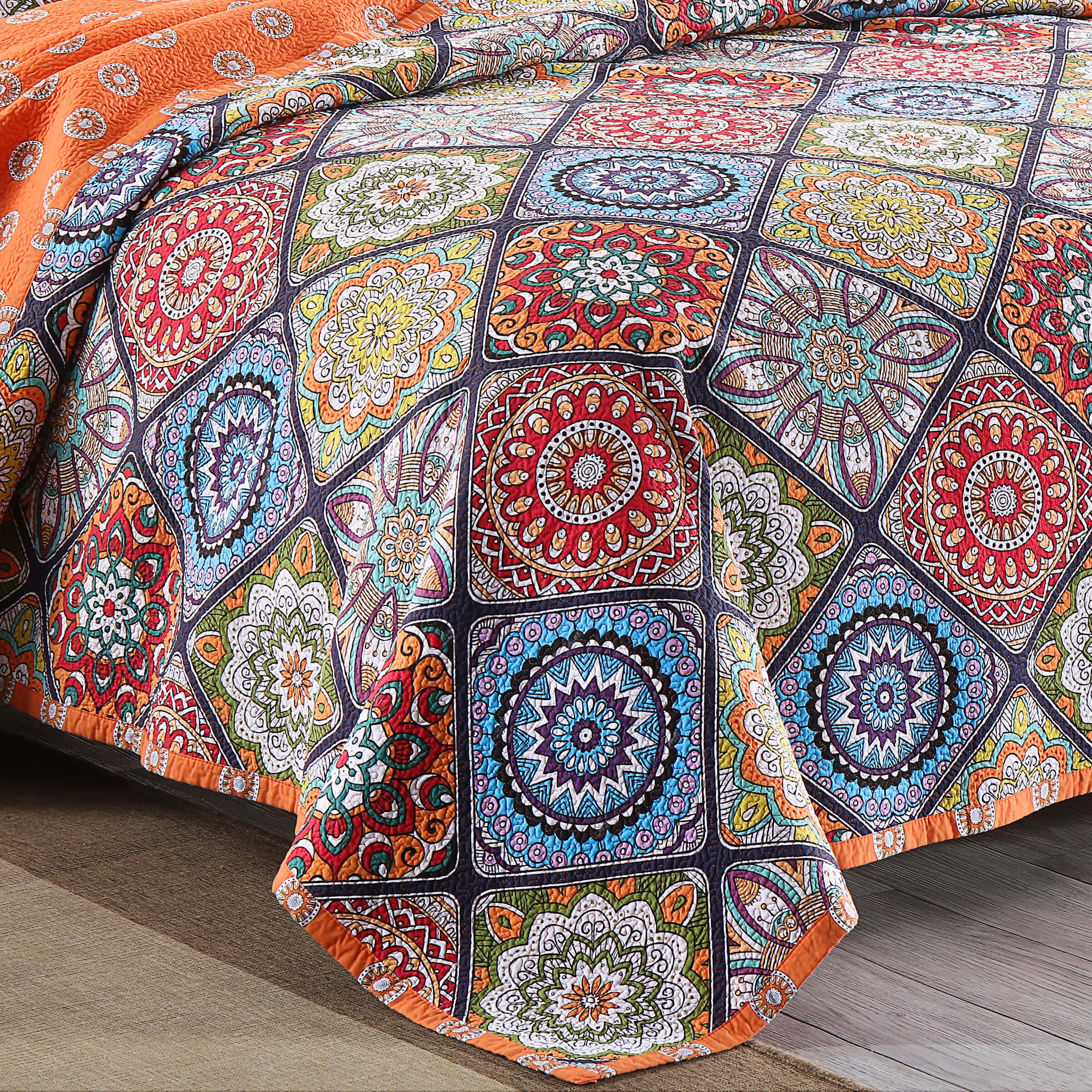 Clearance Exotic Cotton Quilt Set Reversible Bedspread Lightweight for All Season, Queen Size