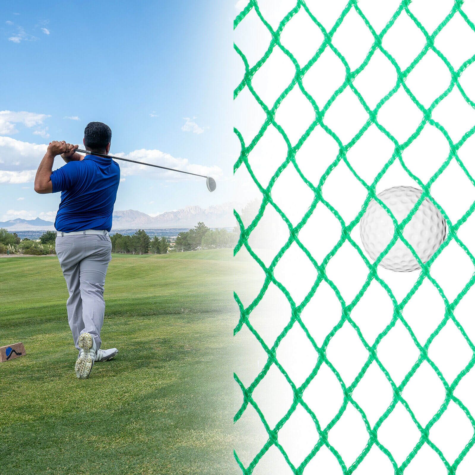 Usage of green golf barrier netting