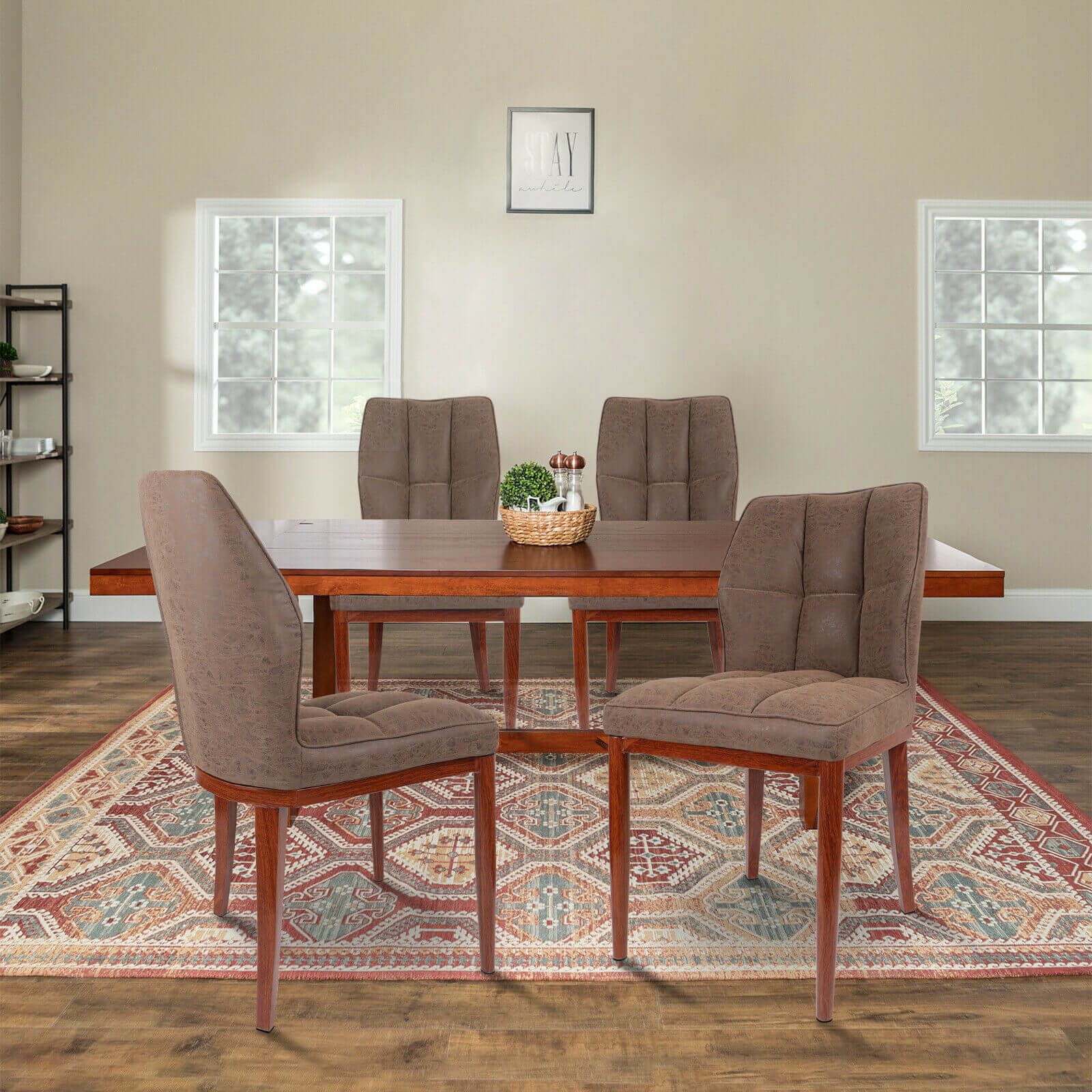 Leather Upholstered Armless Dining Chair