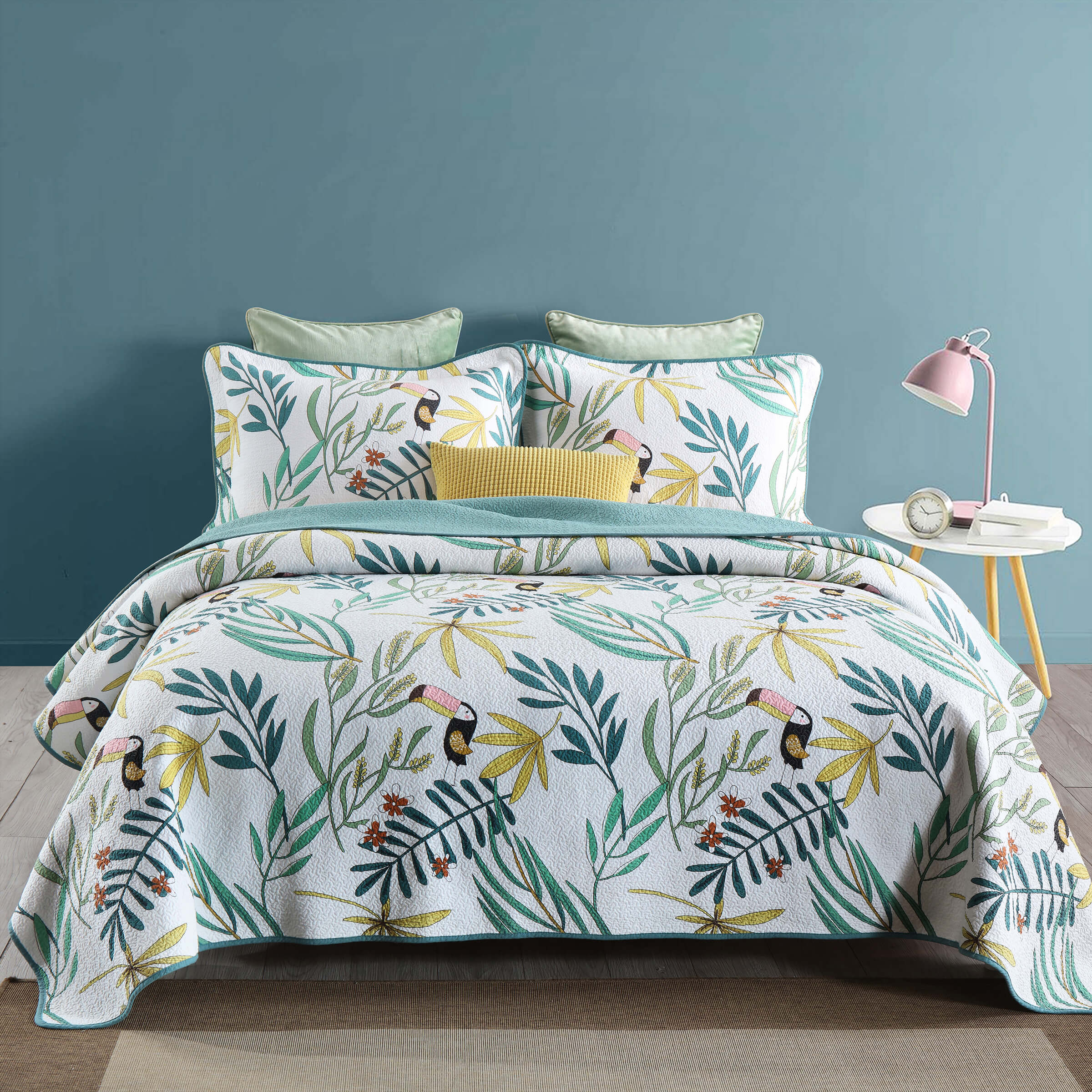 Clearance Cotton Quilt Set Reversible Bedspread Lightweight for All Season, Queen Size