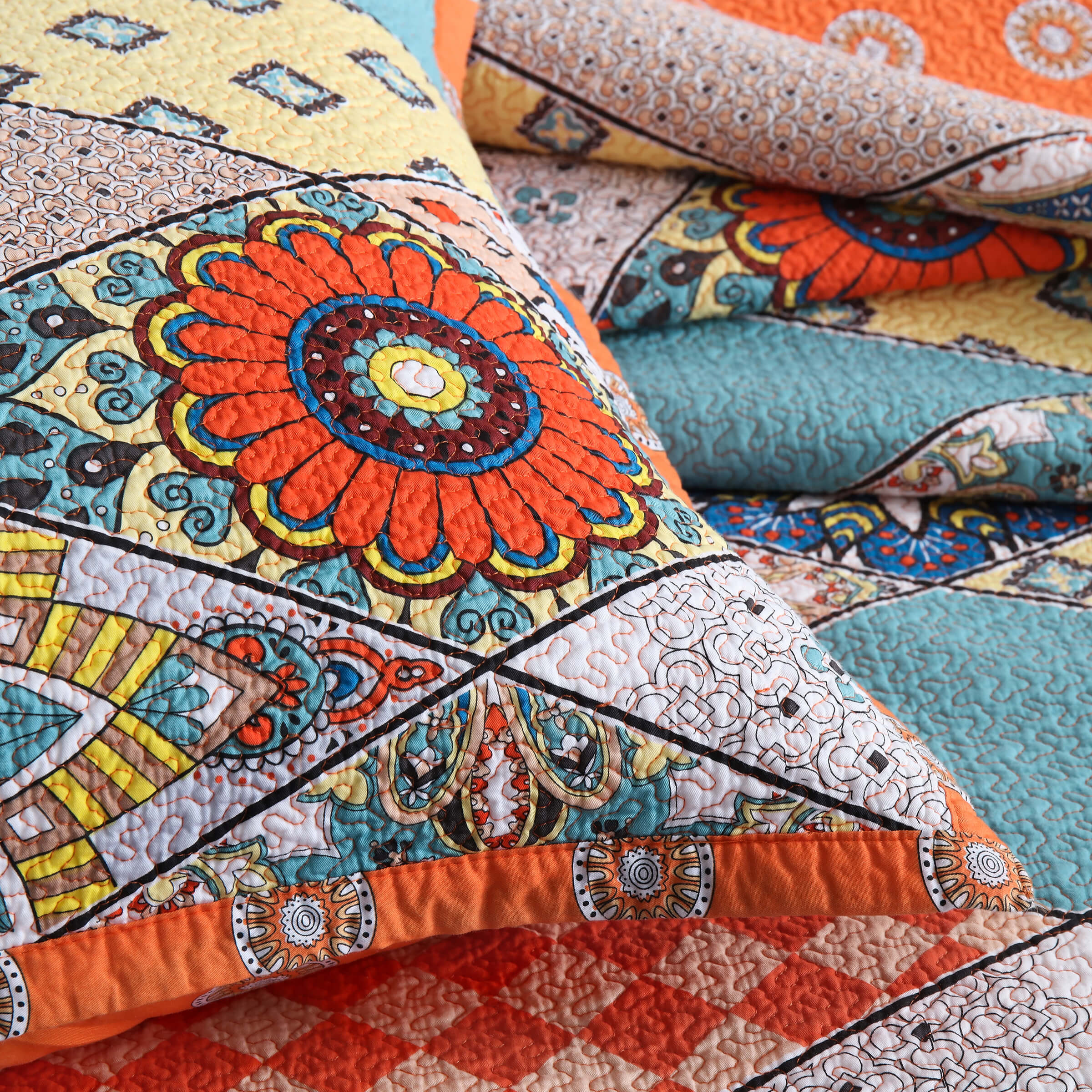 Clearance Exotic Cotton Quilt Set Reversible Bedspread Lightweight for All Season, Queen Size