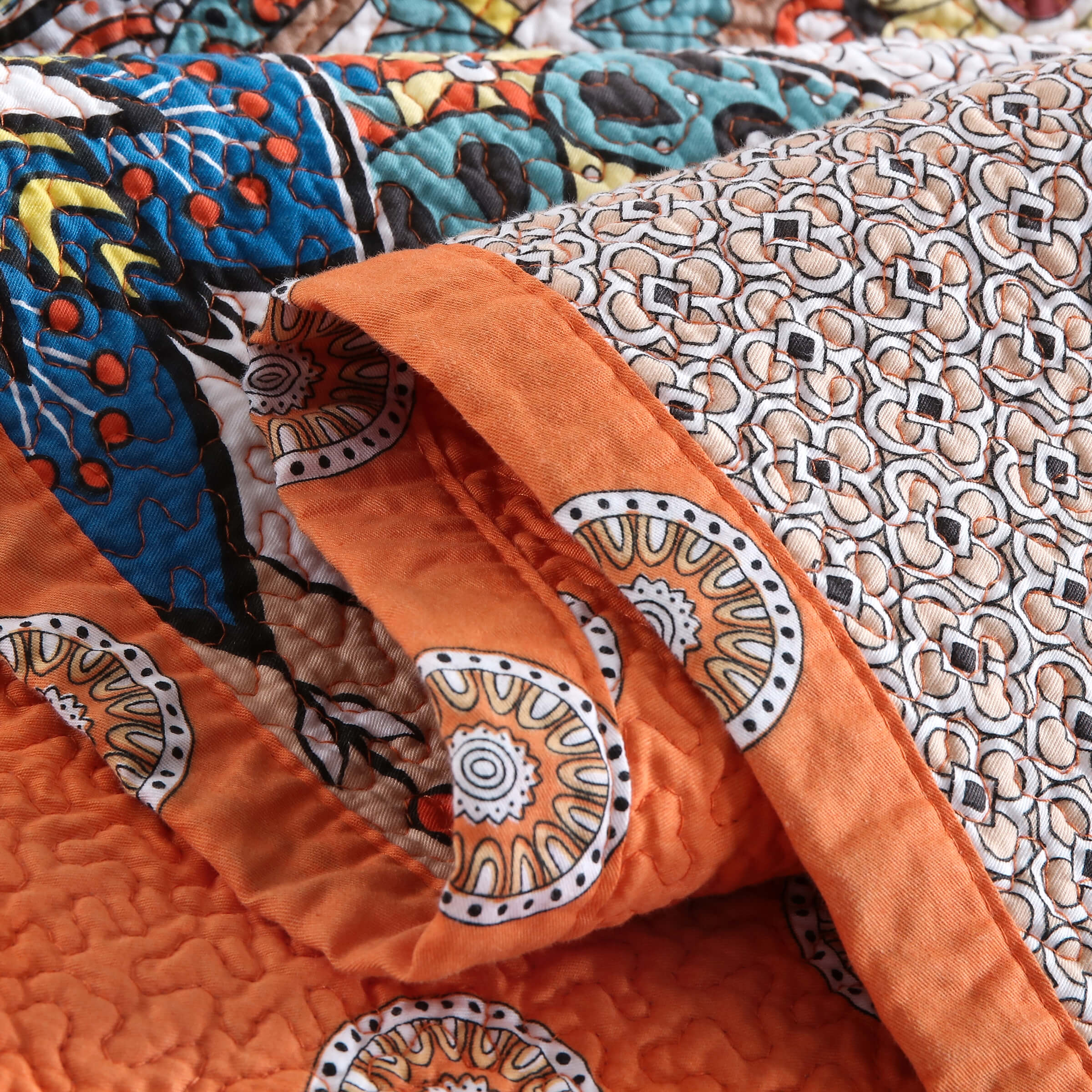 Clearance Exotic Cotton Quilt Set Reversible Bedspread Lightweight for All Season, Queen Size