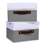 2Pcs Fabric Storage Bin Foldable W/ Lid Handle For Home