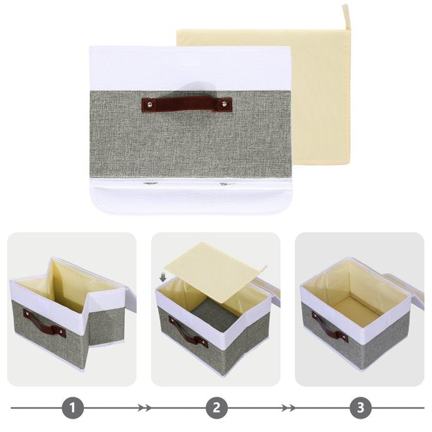 2Pcs Fabric Storage Bin Foldable W/ Lid Handle For Home