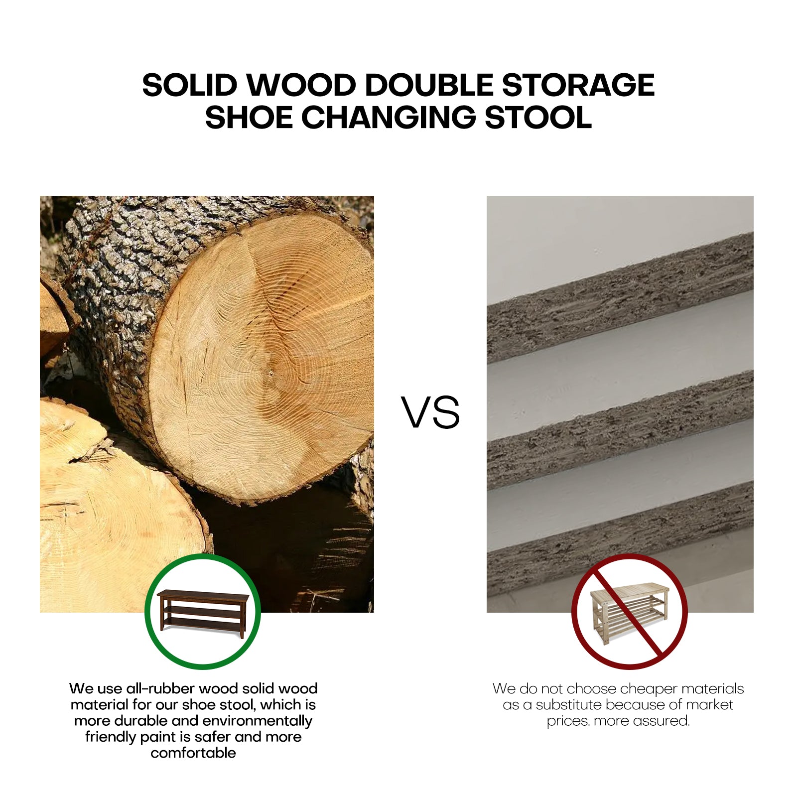 39.4 Inch Solid Wood Shoe Rack Bench 3-Tier