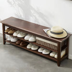 39.4 Inch Solid Wood Shoe Rack Bench 3-Tier