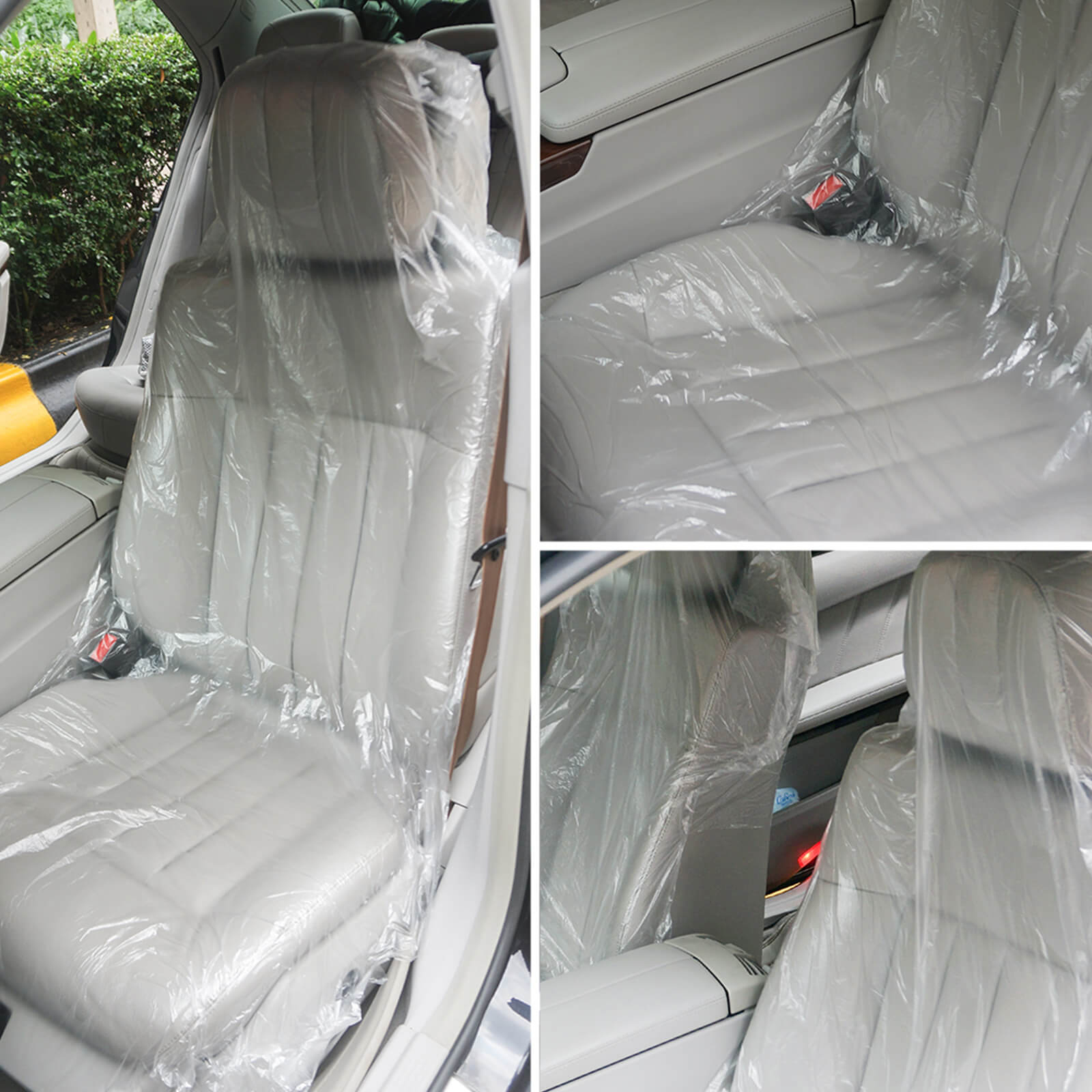 Real application of the 100pcs Disposable Plastic Car Seat Cover