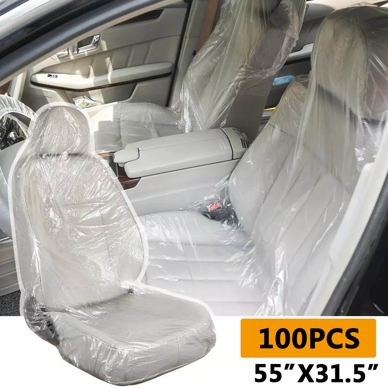 100pcs Disposable Plastic Car Seat Cover