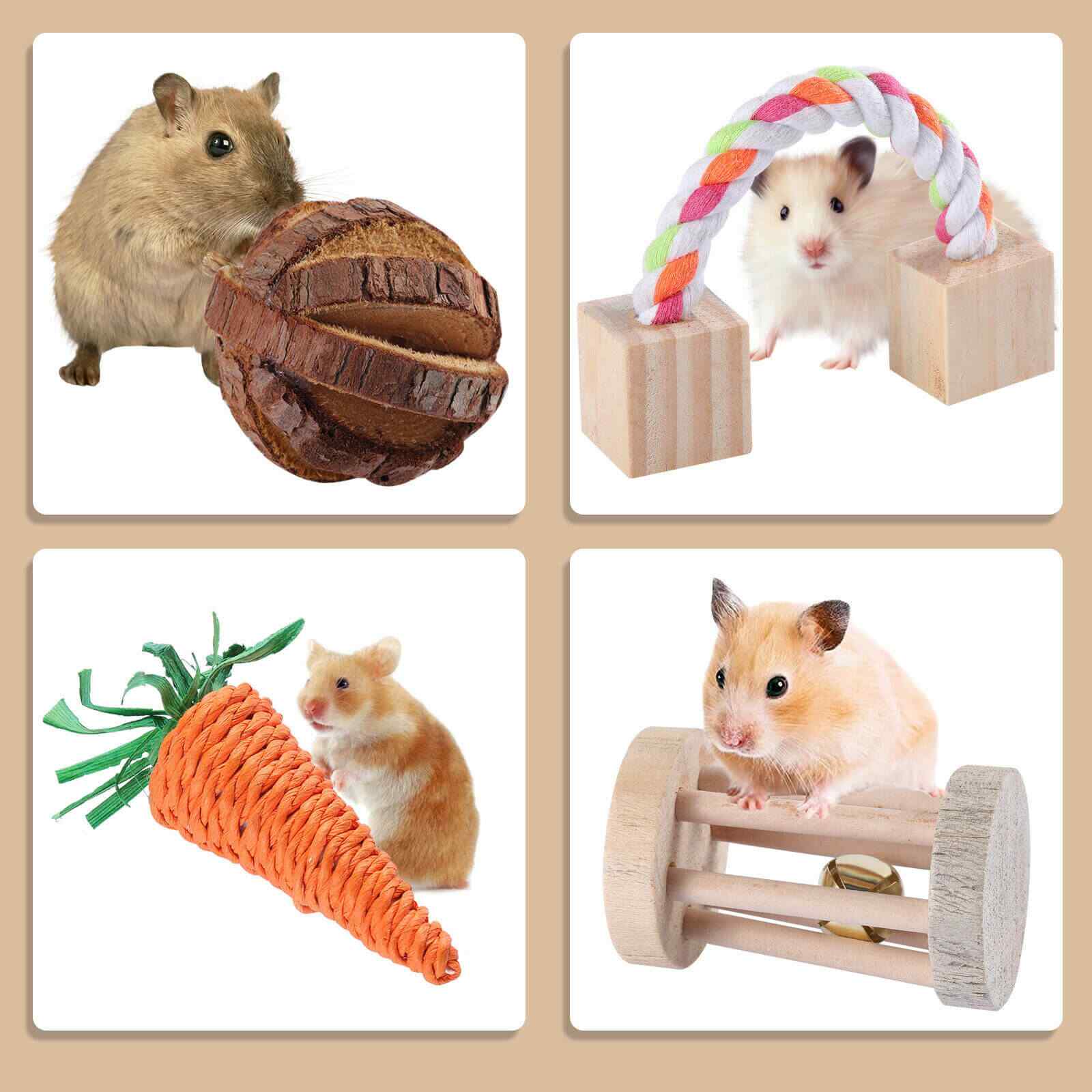 Showing of 11Pcs Wooden Hamster Chew Toys Accessories