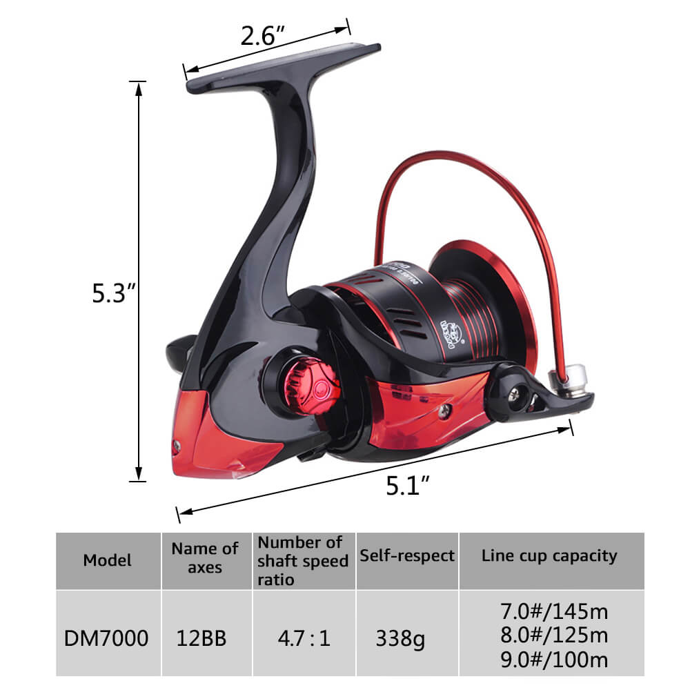 The size of the DM7000 spinning fishing reel
