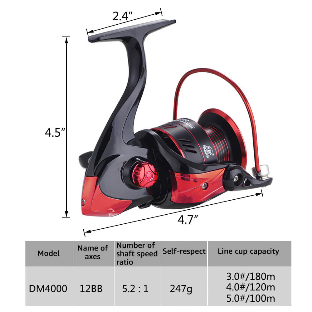 The size of the DM4000 spinning fishing reel