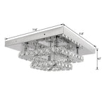 size of square 2-Tier Luxury Crystal LED Ceiling Light