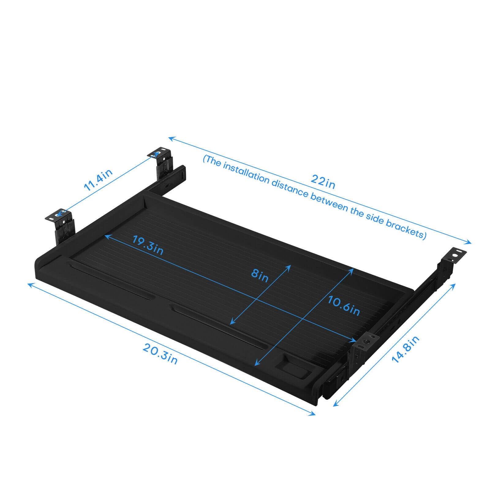Size of 22x15" Under Desk Keyboard Mouse Tray