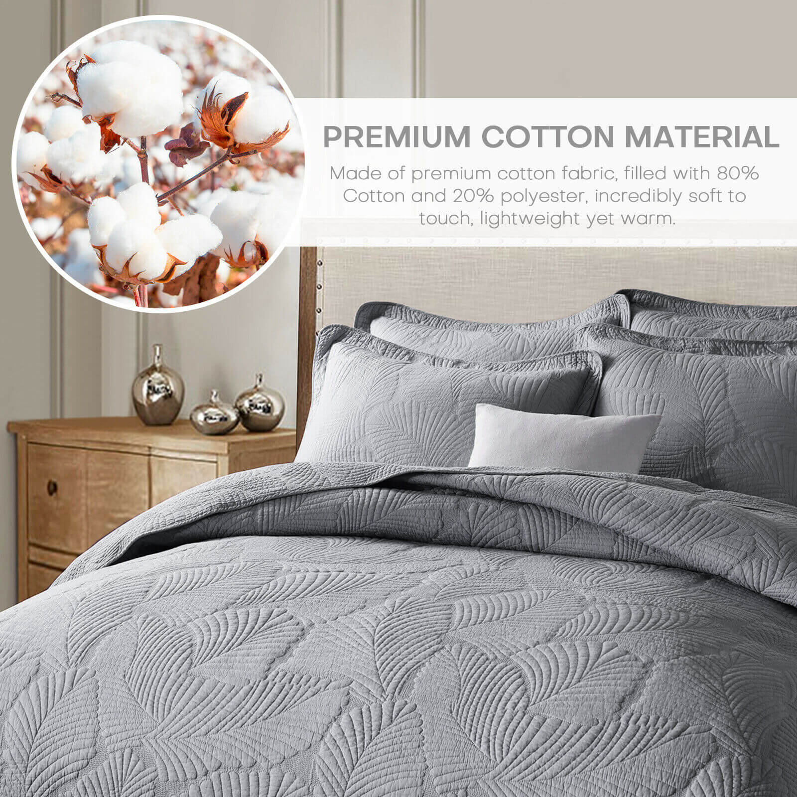 Material of the 3-piece quilt bedding set