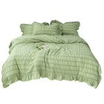 green 3-Piece Ruffled Comforter Sets