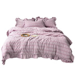 purple 3-Piece Ruffled Comforter Sets