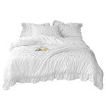 white 3-Piece Ruffled Comforter Sets